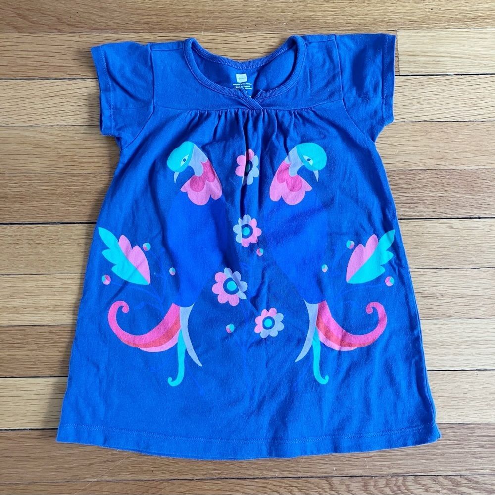 Tea Collection Purple Lovebird Bird Parrot Tropical Summer Cotton Dress 2